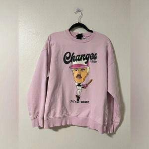 Justin Bieber Changes 2020 H&M pink baseball oversized crewneck size medium